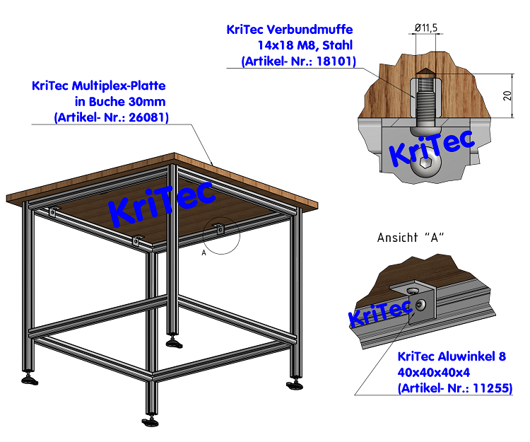 KriTec Verbundmuffen D14x18 M8 mit Innensechskant