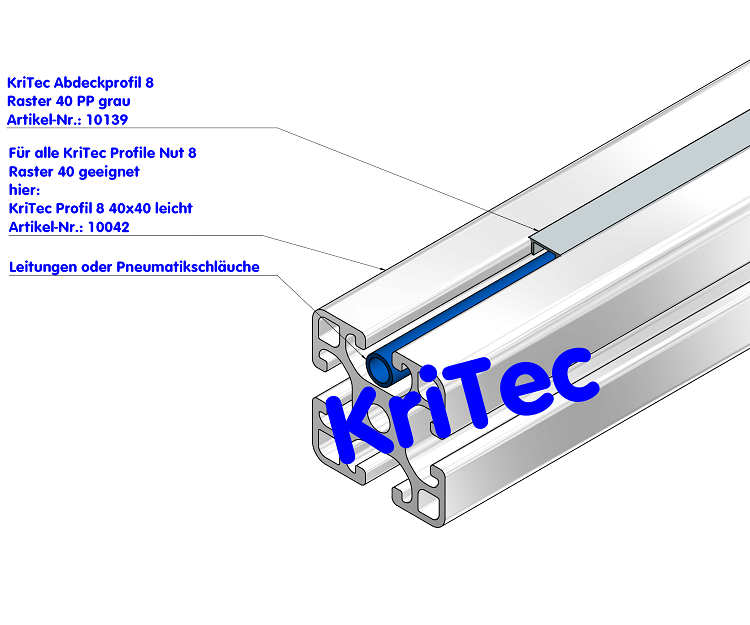 KriTec Abdeckprofil 8 Raster 40 PP grau