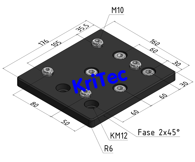 KriTec Rollen-Adapterplatte 12 M10-105x80