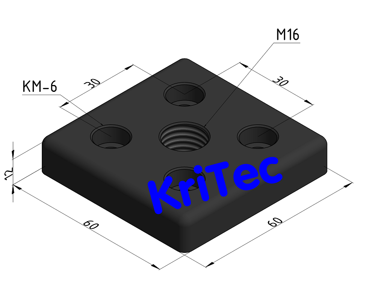 KriTec Transport- und Fußplatte 6 Zn 60x60x12 M16
