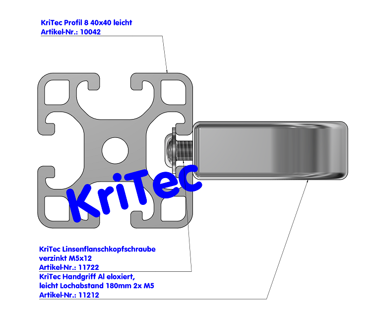 KriTec Handgriff Al eloxiert, leicht