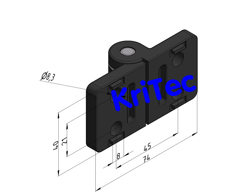 KriTec Scharnier 8 40 Zn vertikal