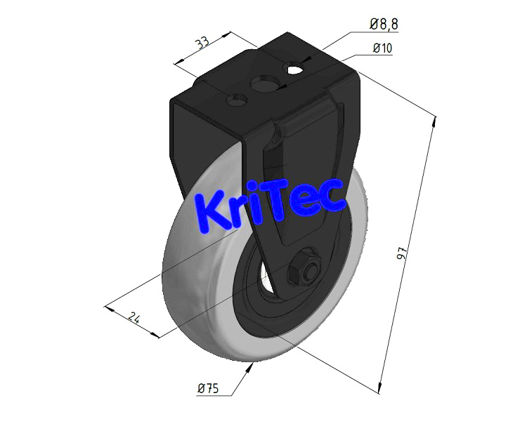 KriTec Bockrolle D75 schwarz - auch antistatisch