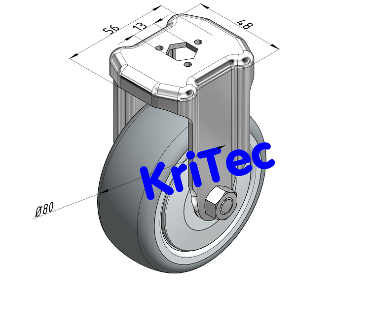 KriTec Bockrolle D80 TPE grau