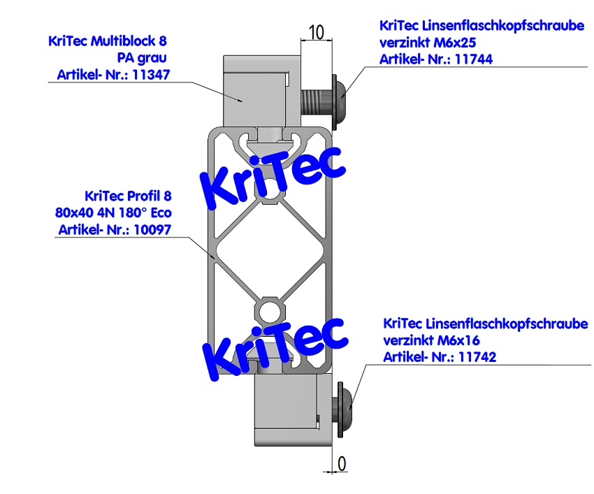 KriTec Multiblock 8 Raster 40 PA, grau