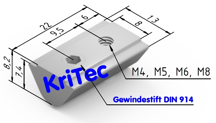 KriTec Nutensteine 8 St einschwenkbar mit Gewindestift