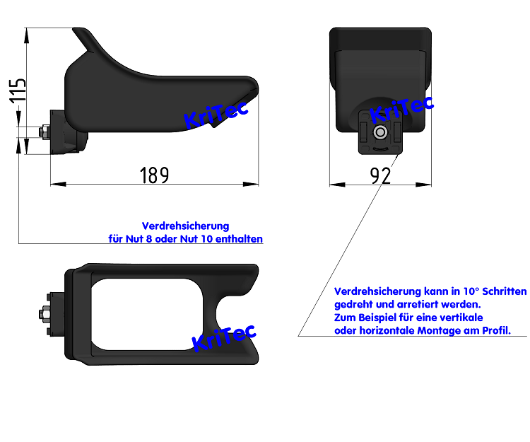 KriTec Ablageebene für Packband-Handabroller, schwarz