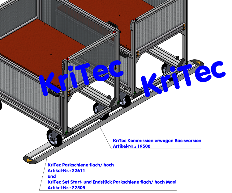 KriTec Set Start- und Endstück Parkschiene flach/ hoch Maxi