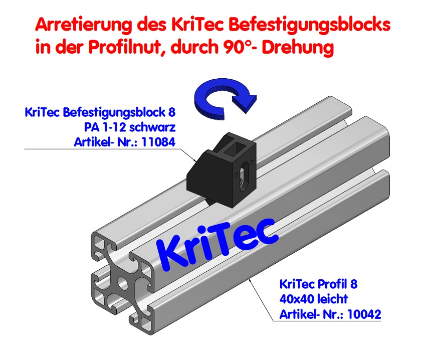 KriTec Befestigungsblock 8 PA 1-12 schwarz