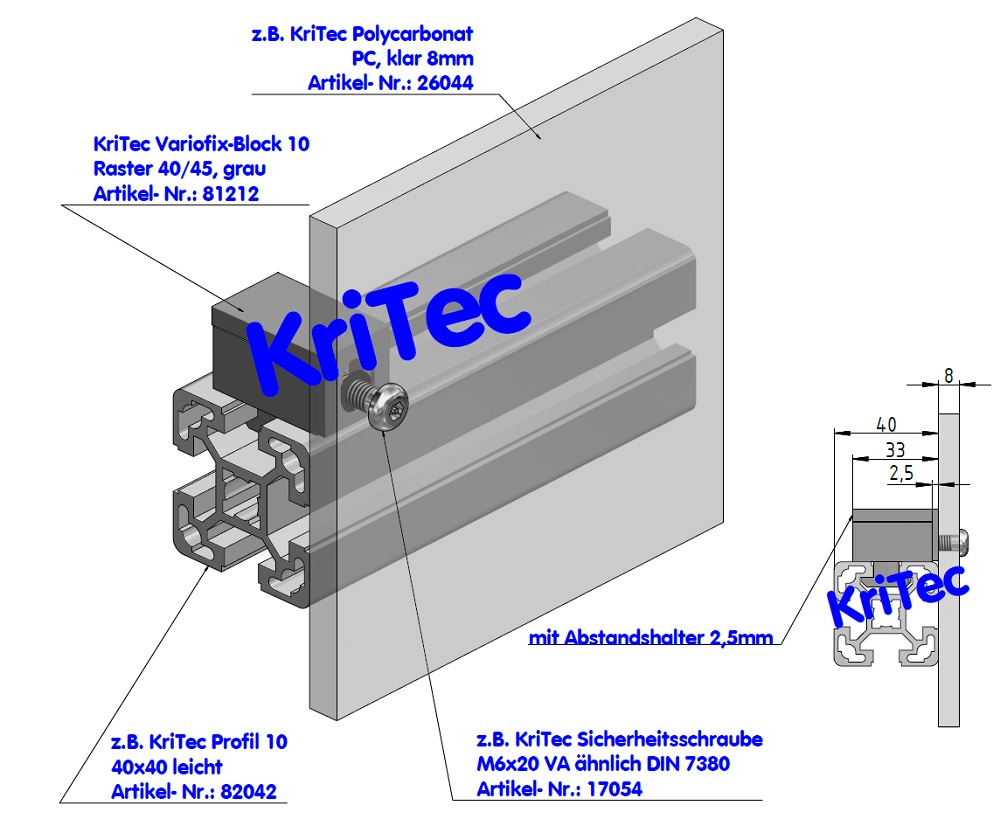 KriTec Variofix-Block 10 Raster 40/45, grau