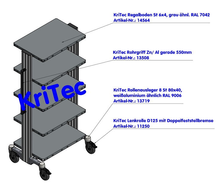 KriTec Lenkrolle D125 schwarz mit Doppelfeststellbremse - auch antistatisch
