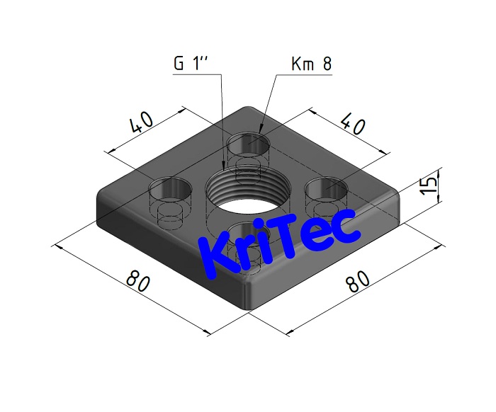 KriTec Pneumatik-Anschlussplatte 8 80x80 G1zoll