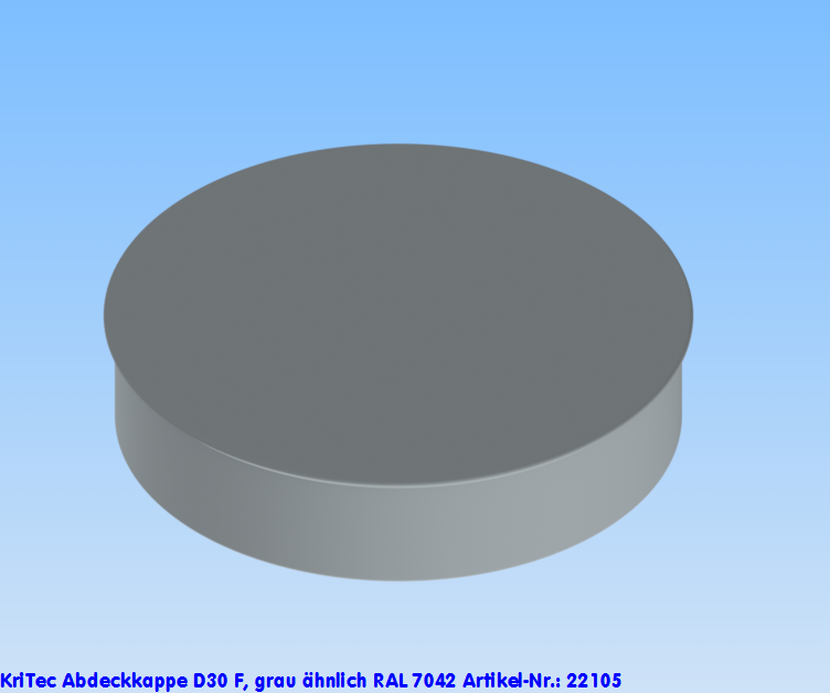 KriTec Abdeckkappe D30 F, grau ähnlich RAL 7042