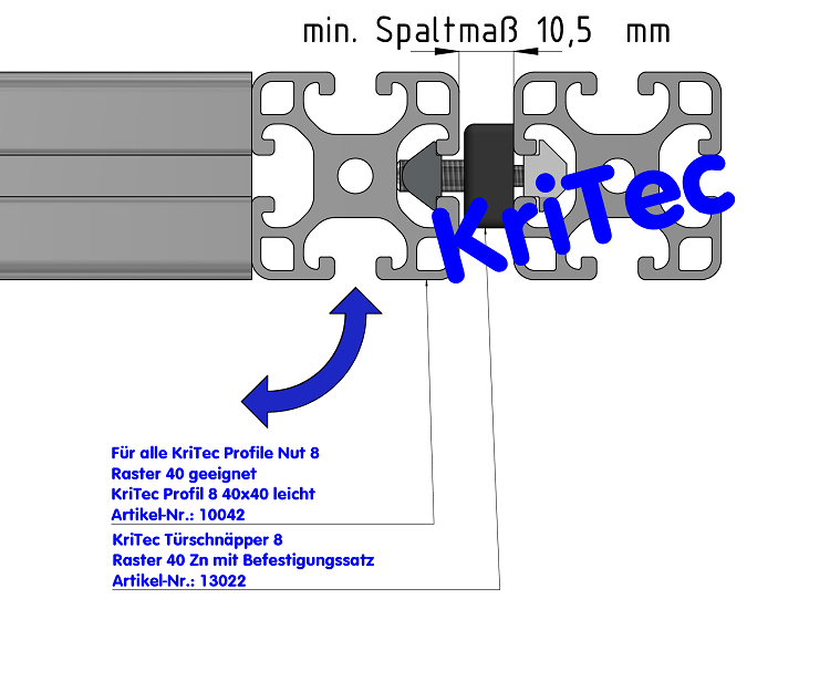KriTec Türschnäpper 8 Raster 40 Zn mit Befestigungssatz