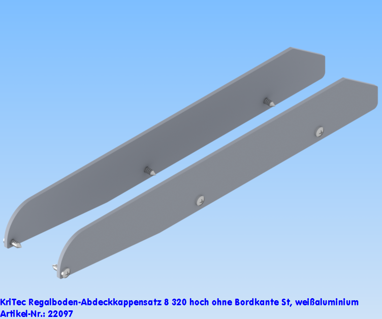 KriTec Regalboden-Abdeckkappensatz 8 320 hoch ohne Bordkante St, weißaluminium