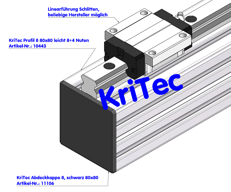 KriTec Profil 8 80x80 leicht 8+4 Nuten