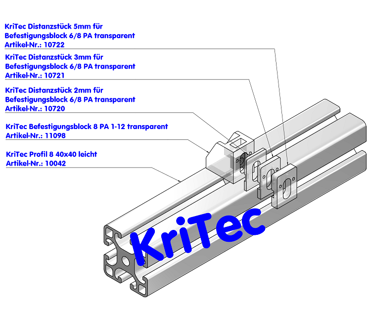 KriTec Befestigungsblock 8 PA 1-12 transparent