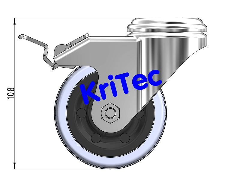KriTec Lenkrolle D80 Vollgummi grau mit Doppelfeststellbremse