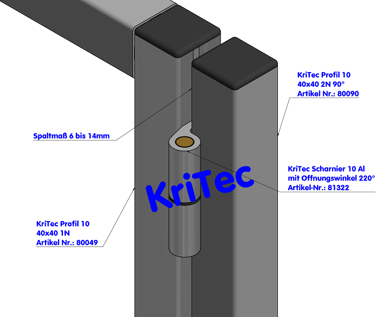 KriTec Profil 10 40x40 2N 90°