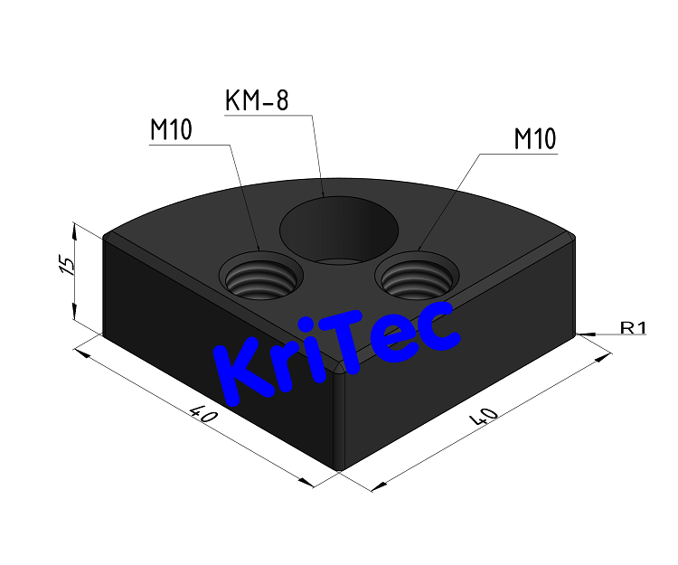 KriTec Transport- und Fußplatte X 8 R40-90° 2xM10 schwarz