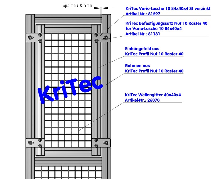 KriTec Vario-Lasche 10 Raster 40 84x40x4 St verzinkt
